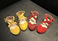 Yellow Red Mary Jane Ballet Flats Cowhide Soft Kids Shoes for Girls Princess 1