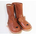 ubber Outsole 4-6 Years Toddler Brown Leather Boots Animal Motifs