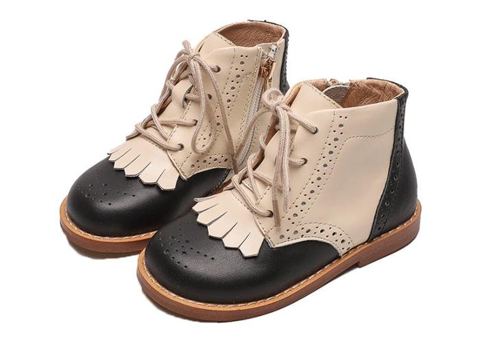  Kids Shoes Kid Little Girls Leather Ankle Boots Waterproof Zipper-Lace-Up 2