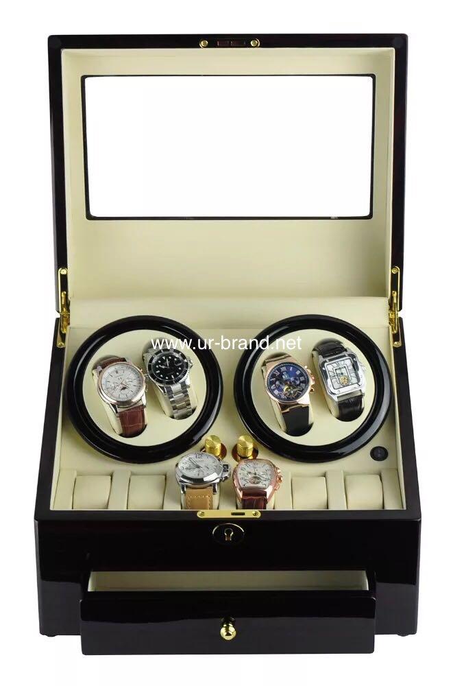 Urbrand Luxury Glossy Wooden Rotation Watch Winder Box 5