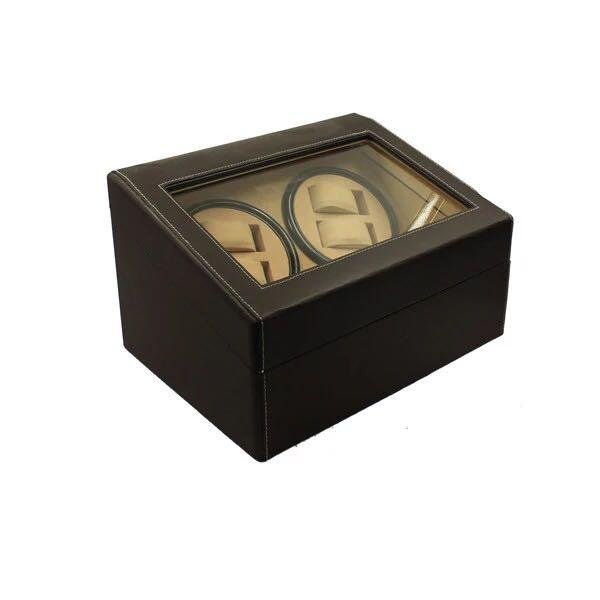 Classic Promotional 4+6  Automatic Dual Leather watch winder box with custom log 2