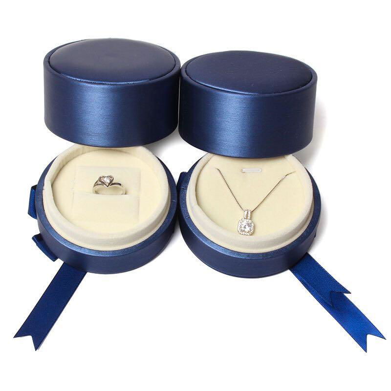 Round brushed PU ring box pendant box necklace box jewelry box jewelry packaging