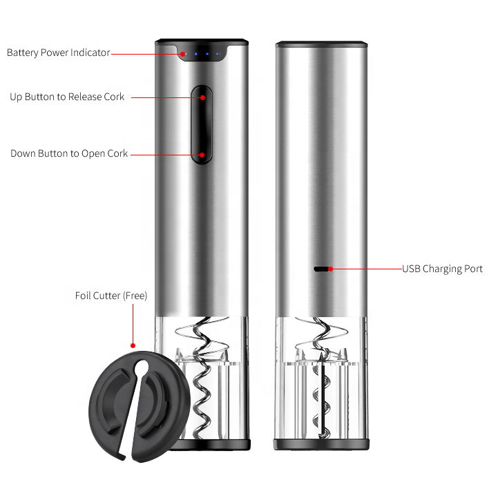 Factory Price Automatic Rechargeable Electric Wine Opener With Foil Cutter 3