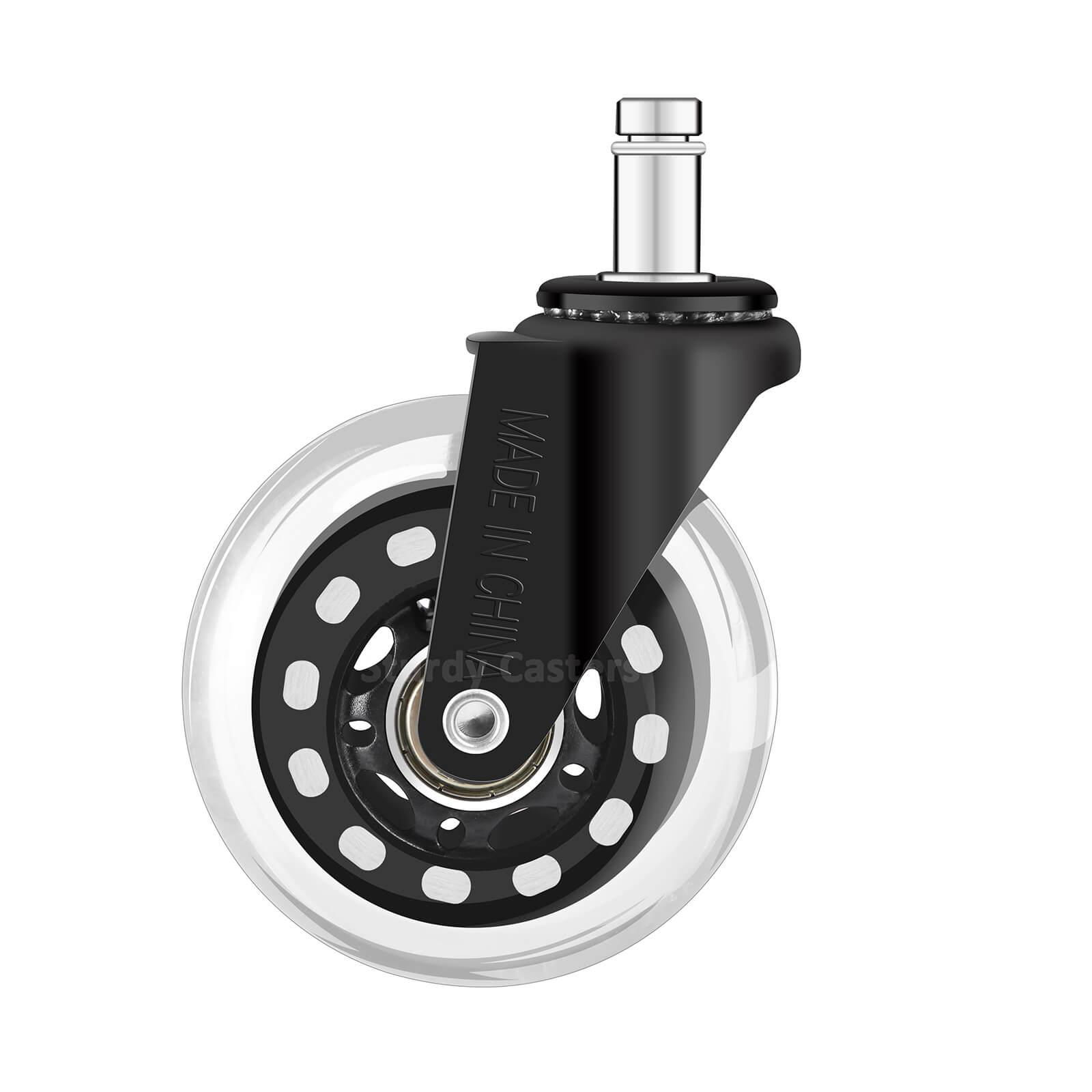 3 Inch Black Rollerblade Caster Wheels for Office Chair Replacement