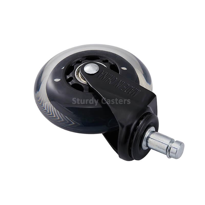 Replacement Caster Wheels for Office Chair 3 Inch Black Wheel Rollerblade Style 2