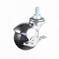 1.5 Inch Ball Casters for Furniture Chrome Finish Side Brake Threaded Stem Caste