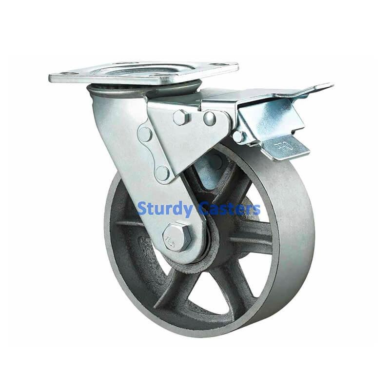 Steel Caster Wheels Heavy Duty Swivel with Spokes 4