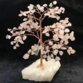 Rose Quartz Beads Gemstone Crystal Tree with Agate Rock Bottom