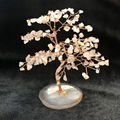 Rose Quartz Beads Gemstone Crystal Tree with Agate Rock Bottom