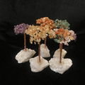 Rose Quartz Beads Gemstone Crystal Tree with Agate Rock Bottom 5