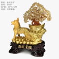 Lucky Money Gemstone Crystal Tree Home Decor with Golden Dog Bottom 2