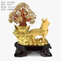 Lucky Money Gemstone Crystal Tree Home Decor with Golden Dog Bottom 4