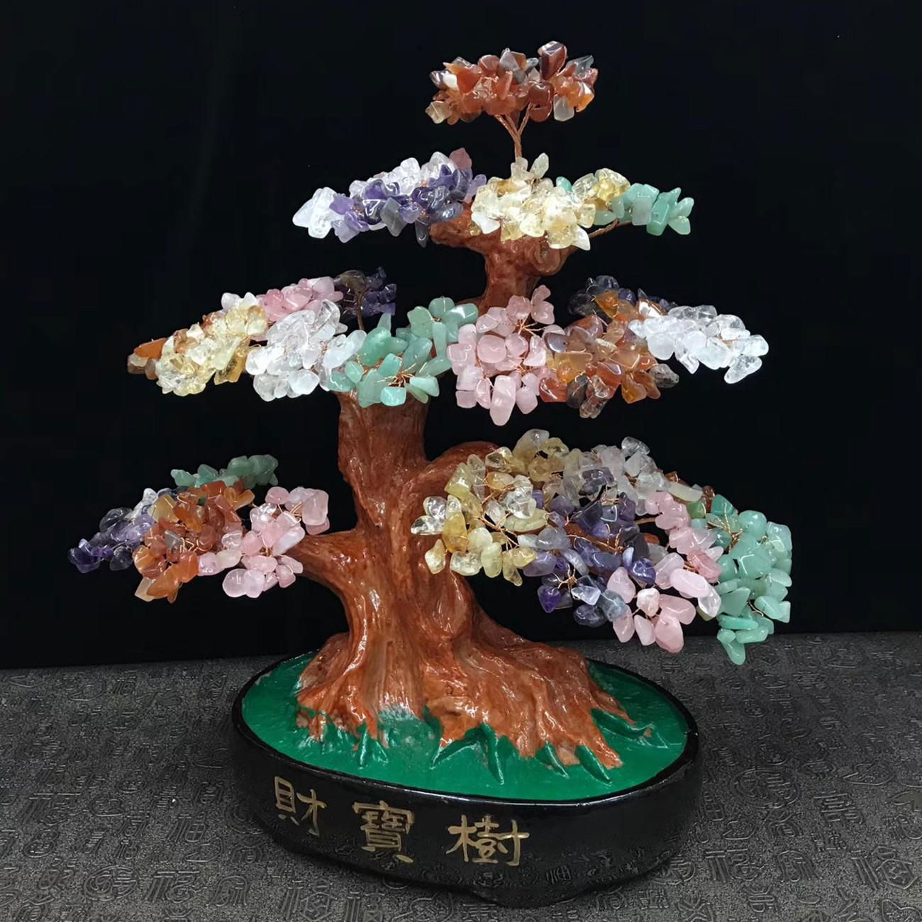 Natural Quartz Beads Made Gemstone Crystal Bonsai Tree Promotion Gift