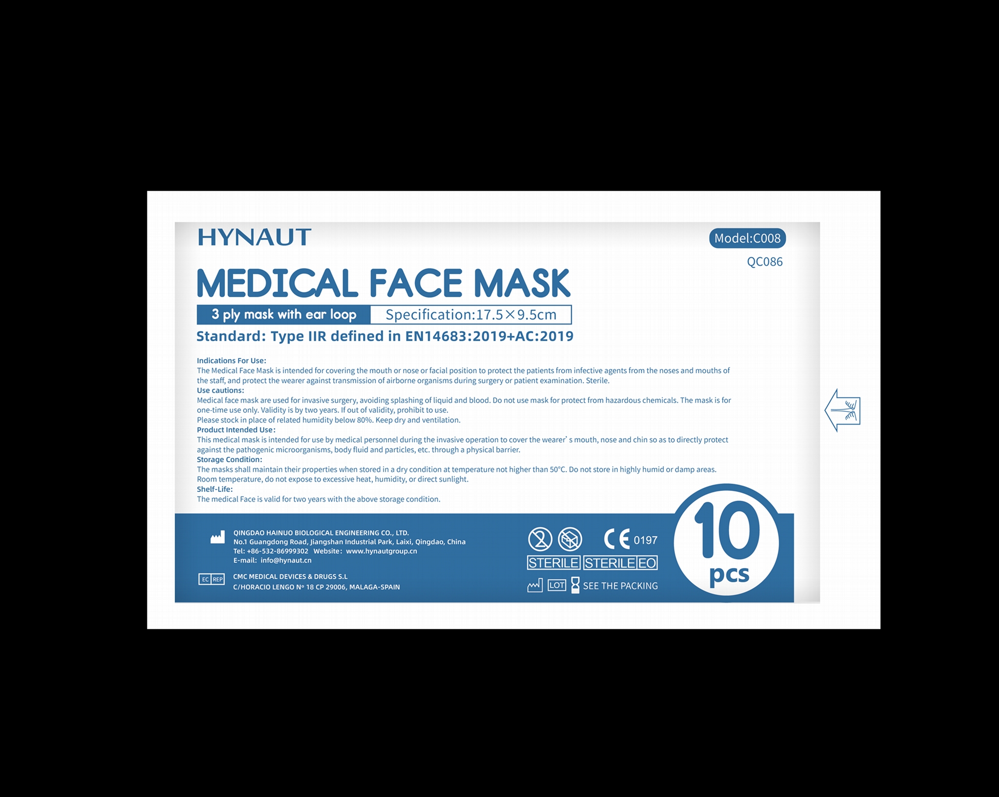 China Disposable Medical Face Mask (C008, Sterile)