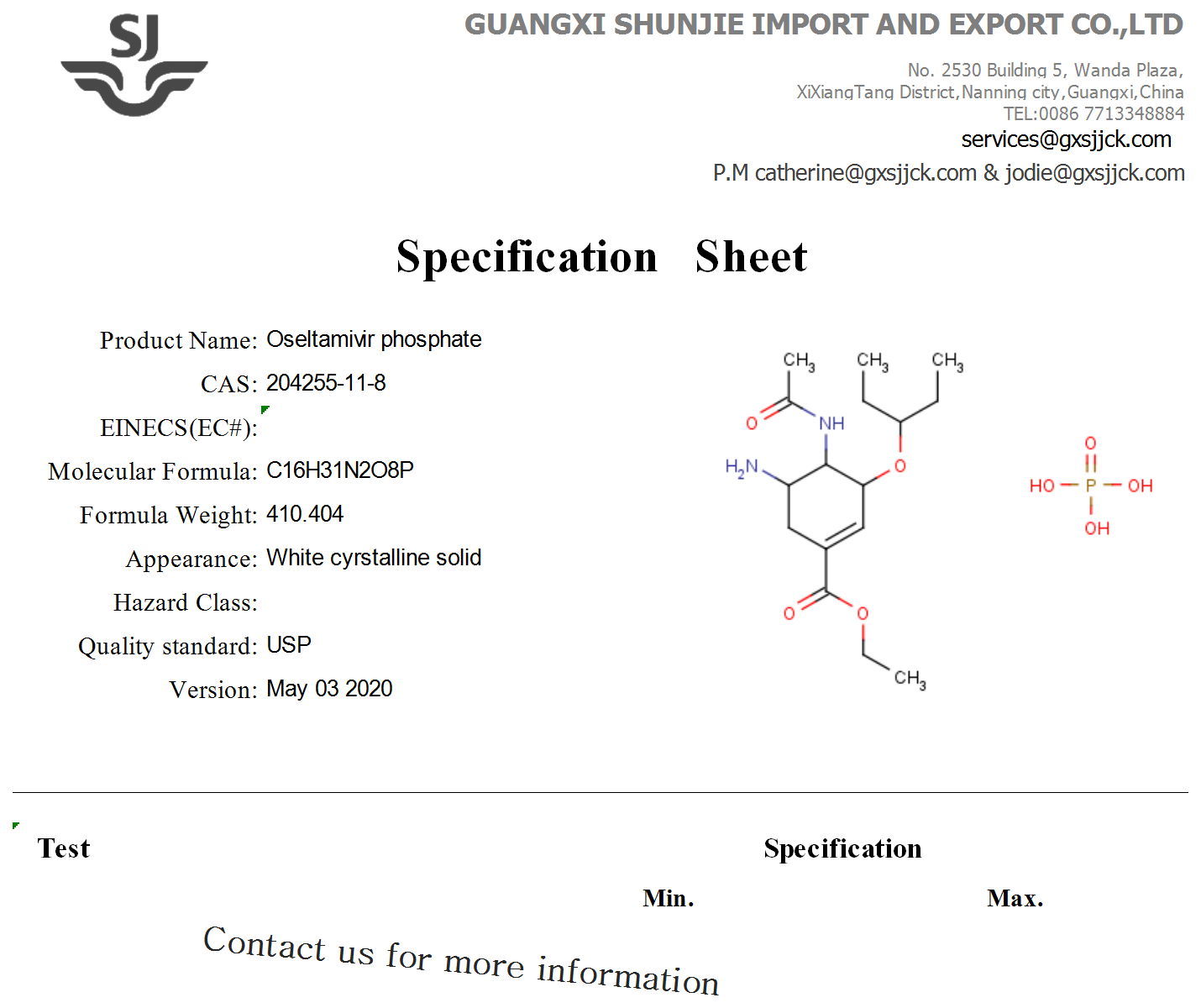 Oseltamivir phosphate CAS 204255-11-8