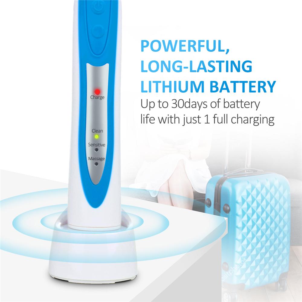 Electric Toothbrush Rotary Power Supply 3 Modes Smart Timer IPX7 Waterproof USB 3