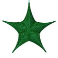 3D foldable Christmas large stars green glitter fabric 1