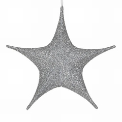 3D foldable Christmas large stars silver glitter fabric