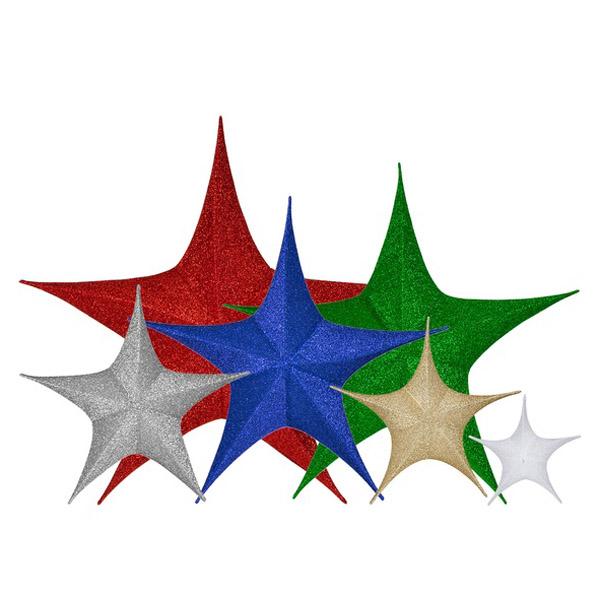 3D foldable Christmas large stars silver glitter fabric 5