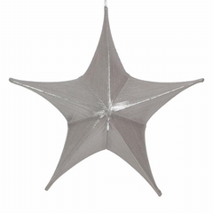 silver silk fabric 3D foldable hanging Christmas stars 