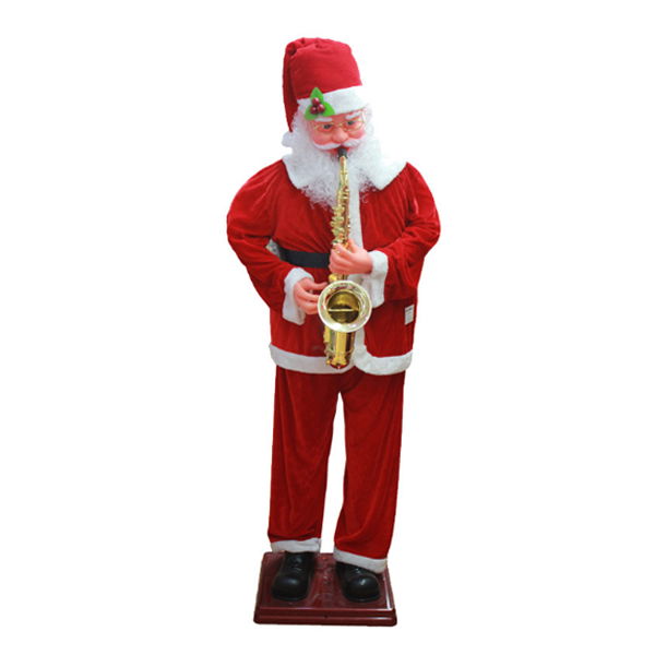 Red Blowing Saxophone Swing And Dancing 1.8m High Electric Santa