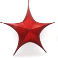 Christmas Red Silk 3D Hanging Star Decoration; Foldable for Compact Storage 1