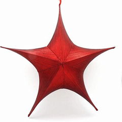 Christmas Red Silk 3D Hanging Star Decoration; Foldable for Compact Storage