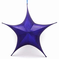 Christmas Blue Silk 3D Hanging Star Decoration; Foldable for Compact Storage