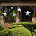 Christmas Blue Silk 3D Hanging Star Decoration; Foldable for Compact Storage 3