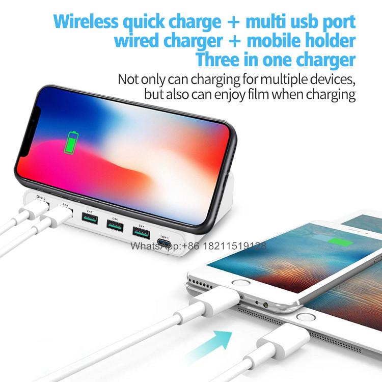 Fast Charge QC3.0 Usb Charger 6 Ports Wireless Charging Station 3