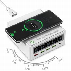 5 Port PD65W Cargador Inalambrico QC3.0 Fast Charge With LCD Display Cargadores