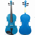 Blue Color musical instruments violin With Case Bow