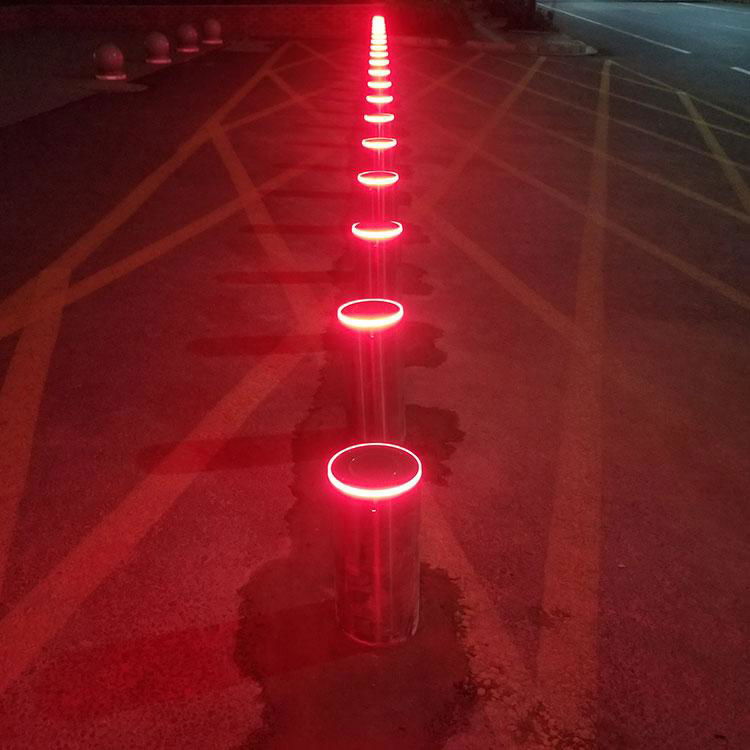 9.UPARK Road Protection 304 Stainless Steel Fixed Bollard with Led Light 4