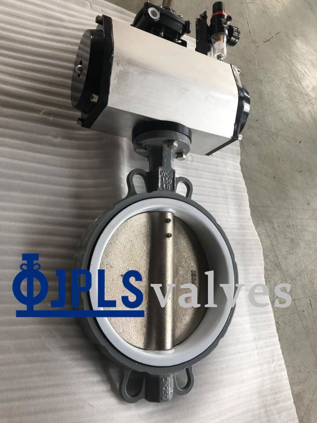 Pneumatic Cast Steel Body PTFE Seated wafer butterfly valve 3