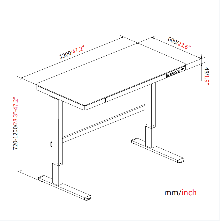 V-MOUNTS single motor height adjustable electric desk with glass table top
