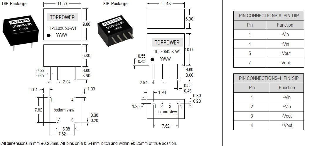Isolated Single Output micro power DC/DC Converters