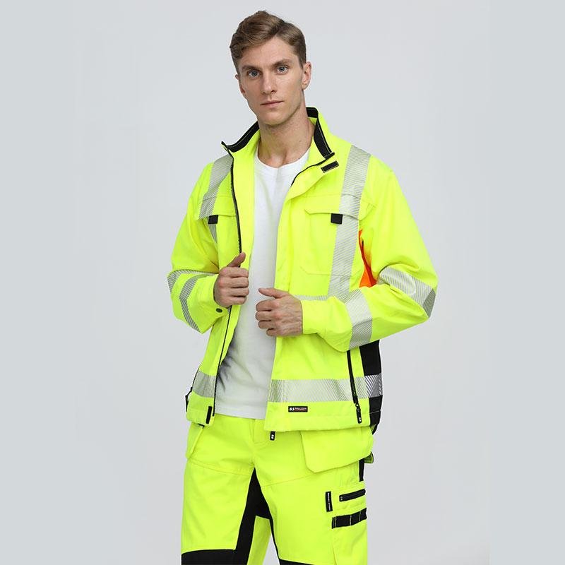 120GSM yellow reflective workwear uniform safety clothing warning welding jacket 3