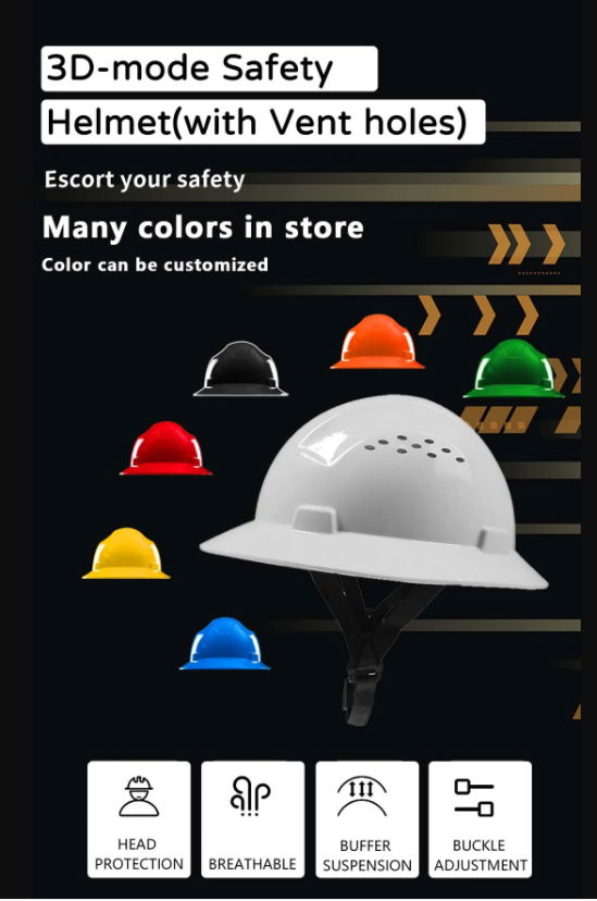 Safety Equipment FRP 3D Type Helmet with Air Holes Construction 4