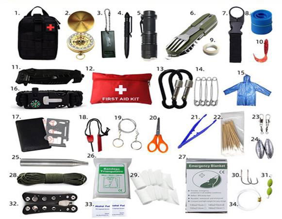 野外急救工具包 多功能自救装备 野营套装 丛林求生探险腰包 3