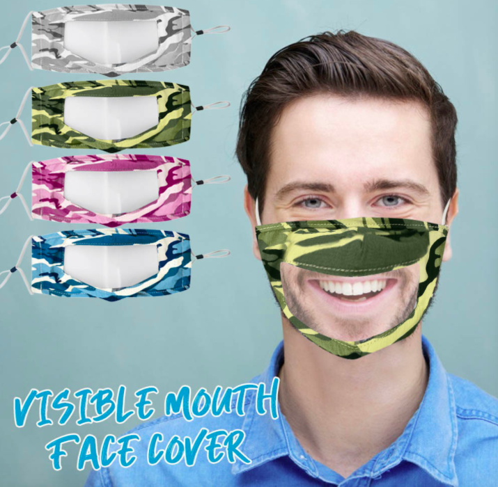 薄款透气可水洗棉布口罩可视容貌pvc透明防护唇语口罩 2