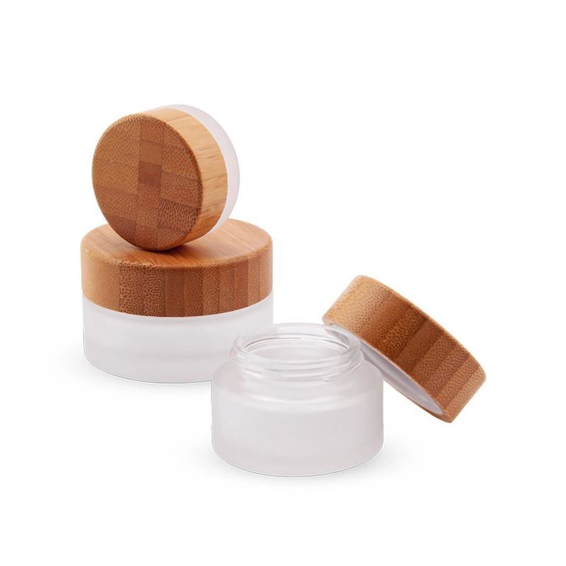 Empty 5g 10g 15g 30g 50g 100g 200g Cosmetic Packing Glass Jar with Bamboo Lid