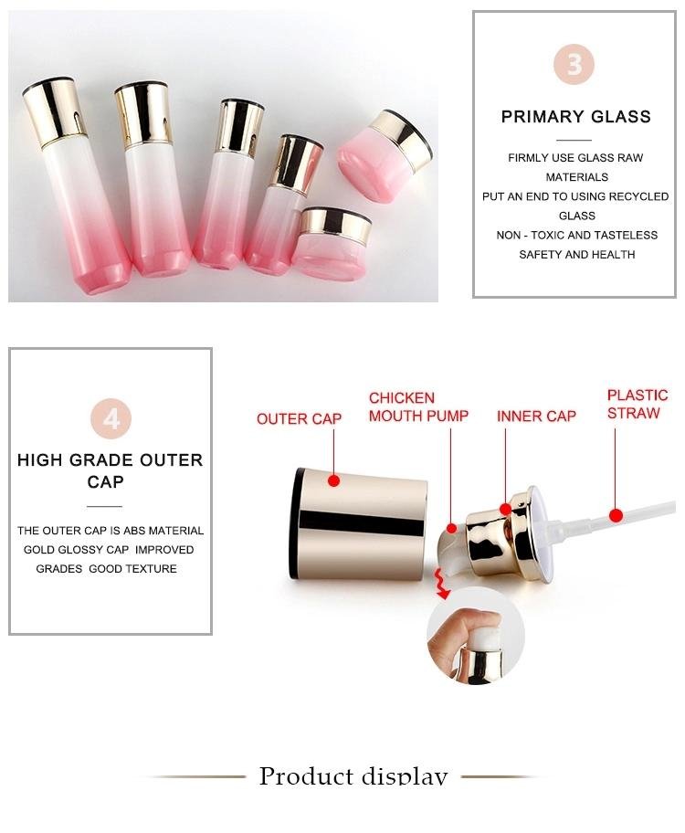 New Arrival 50G 40Ml Skin Care Packaging Black Cosmetic Glass Bottle Set 4