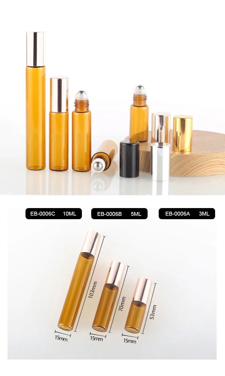 Wholesale 5Ml Perfume or Essential oil Glass Roll On Bottle with Black/Gold/Sliv 2