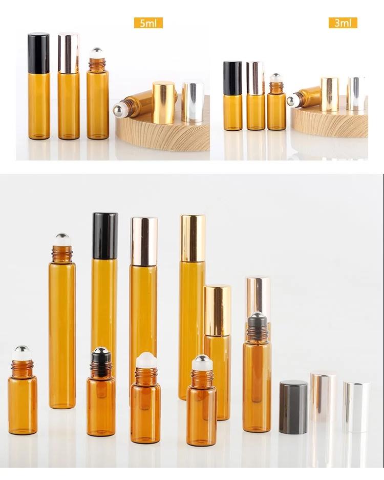 Wholesale 5Ml Perfume or Essential oil Glass Roll On Bottle with Black/Gold/Sliv 5