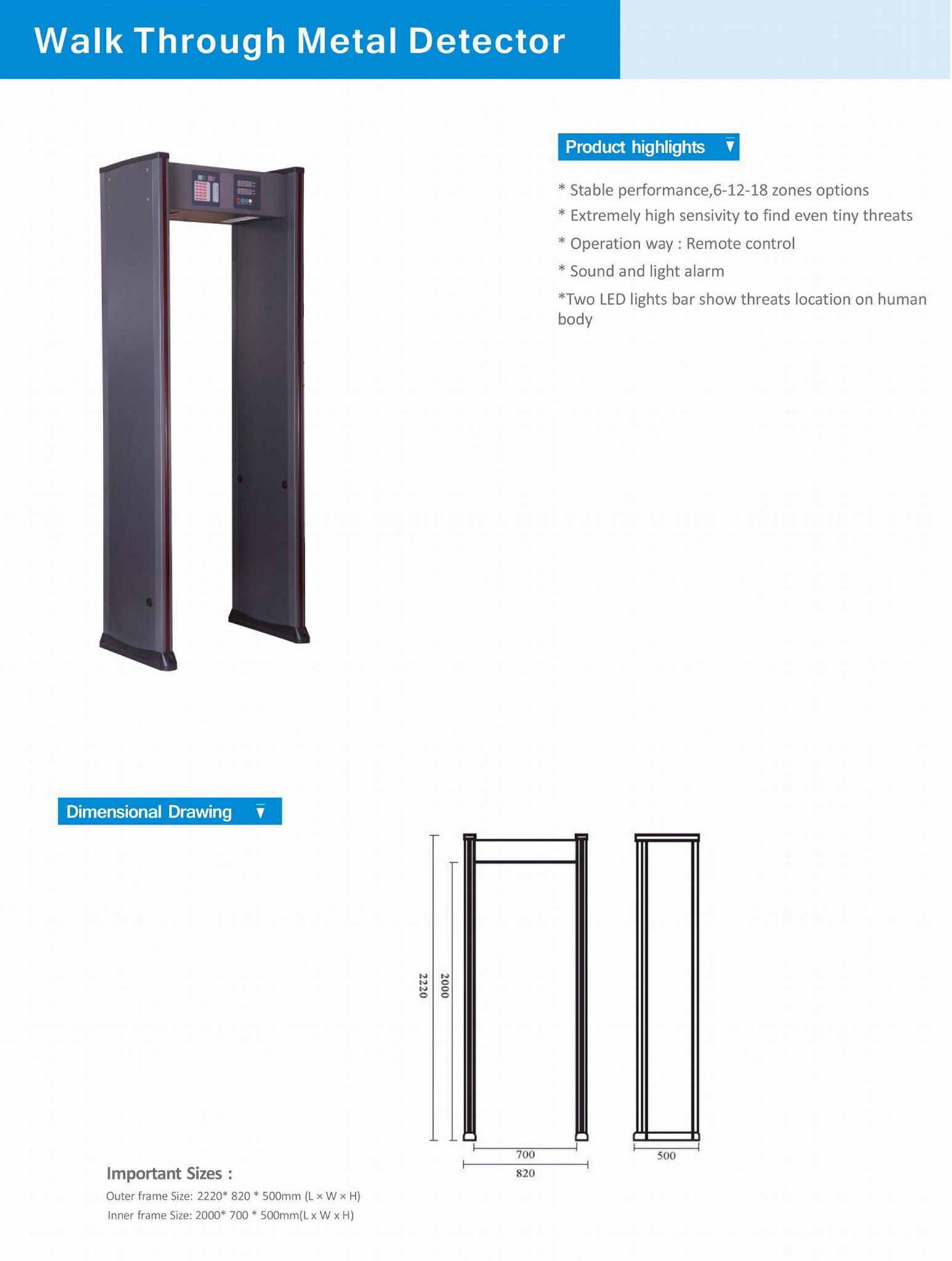 FUANSHI 633A highly sensitive walk through metal detector  4