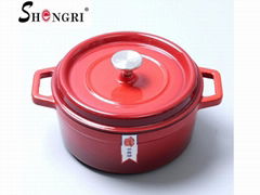 Glossy Enamel Coating Cast Iron Casserole With Lid 