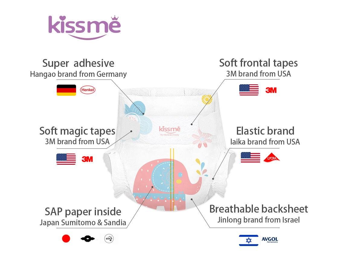 KISSME brand disposable ultra thin extra soft OEM  baby diapers factory 2