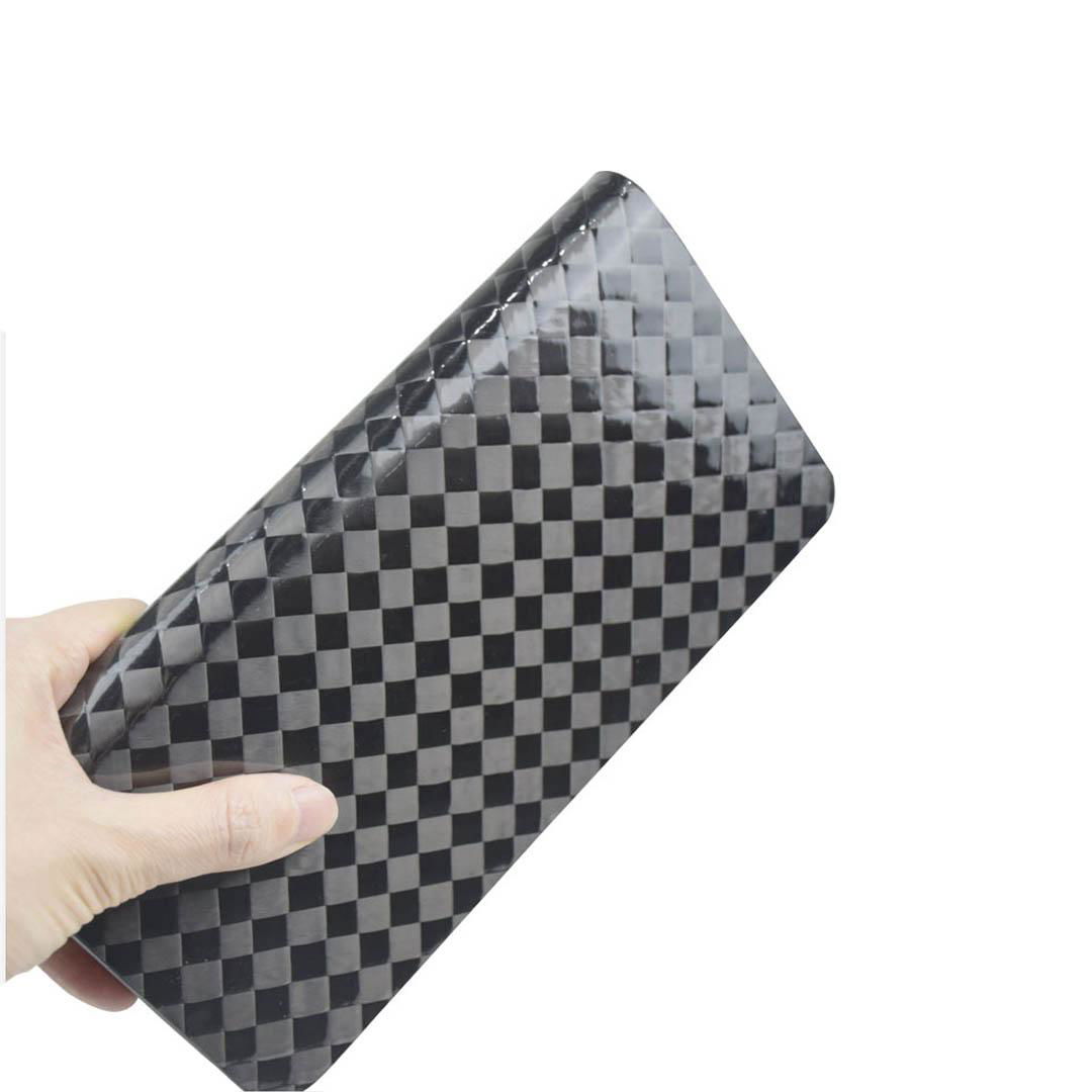 Unique business style RFID-blocking long real leather zipper 12K carbon fiber wa 3