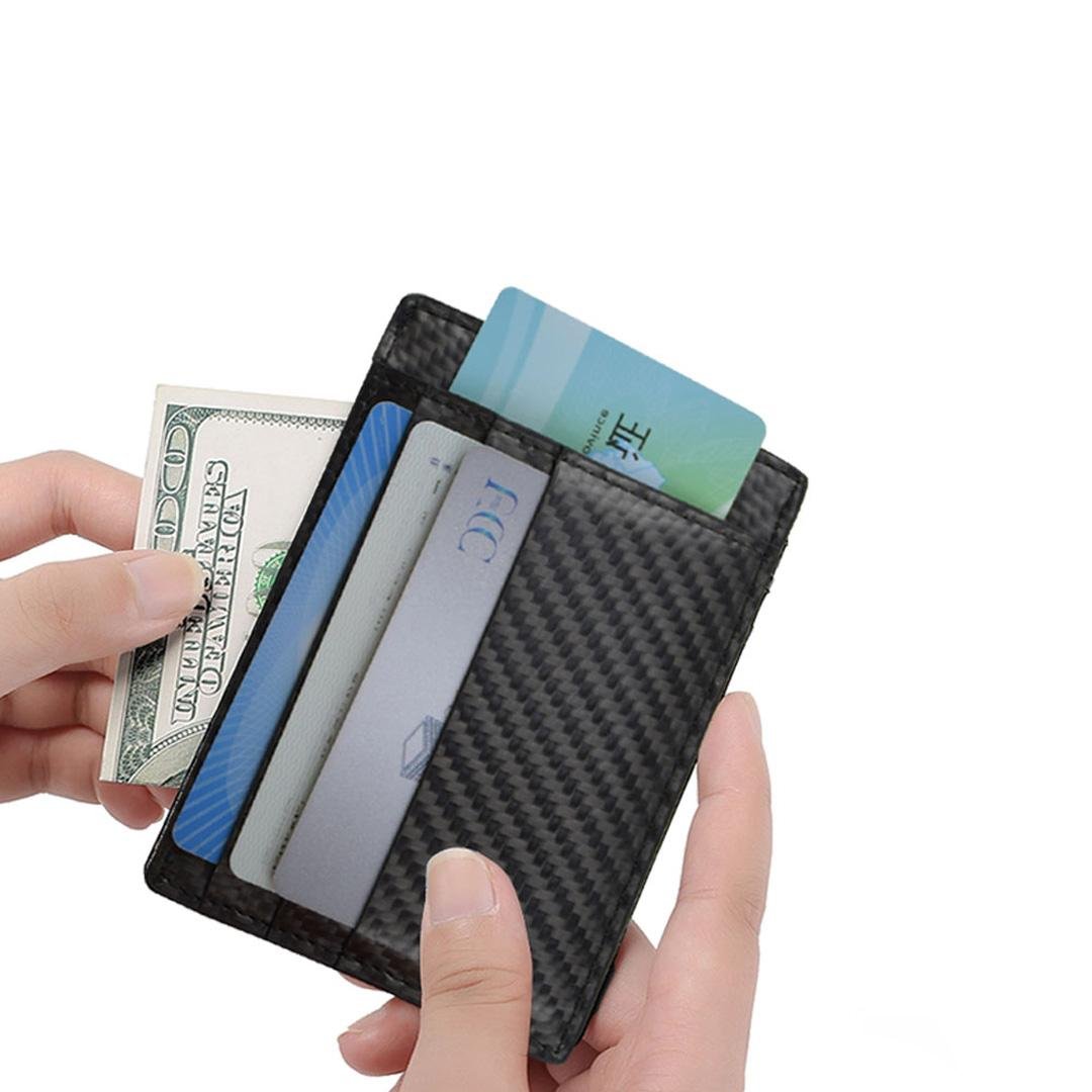 Slim Men's credit card bag rfid blocking 100% real leather carbon fiber card hol 3