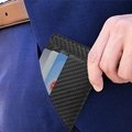 Slim Men's credit card bag rfid blocking 100% real leather carbon fiber card hol 5